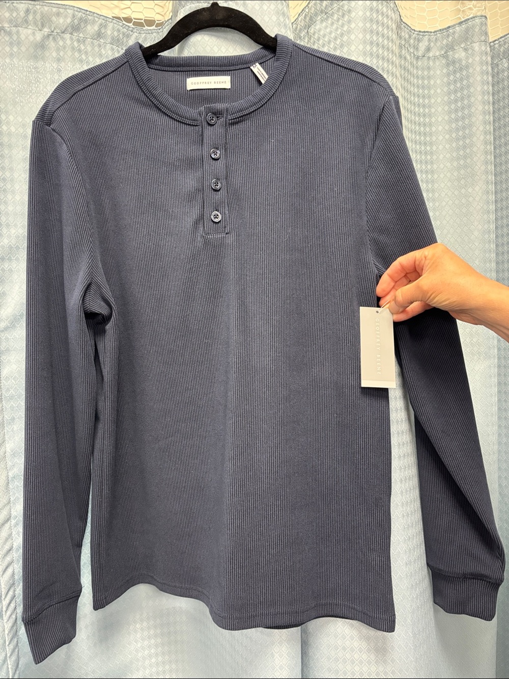 Geoffrey Beene Slate Blue Long-Sleeve Henley NWT Size M